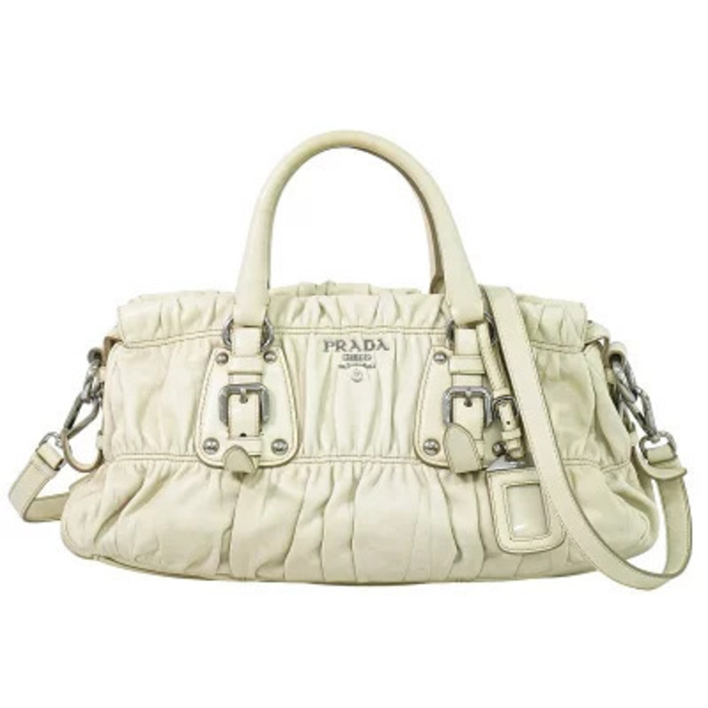 Prada Brique Vitello Daino Leather Crossbody Bag White